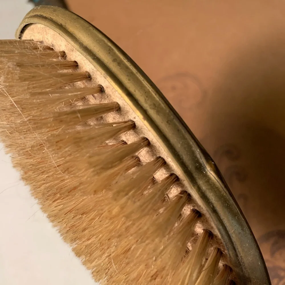Antique Brass Hand Mirror and Brush Set (B21)